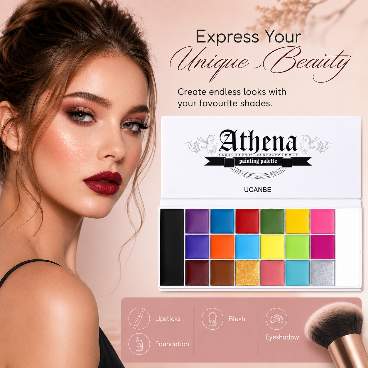 All-in-One Multipurpose Makeup Palette | For Lips, Eyes & Full Face Customize Makeup